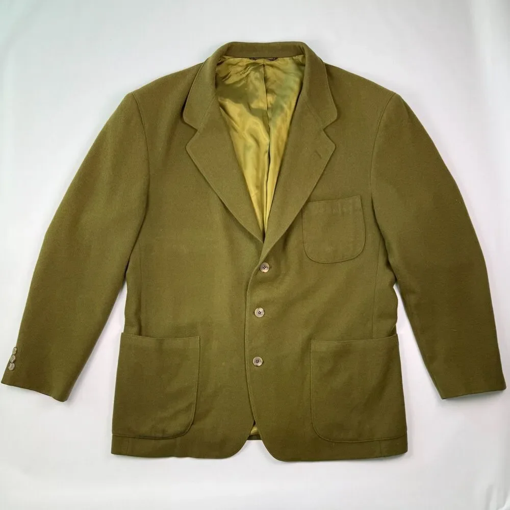 Vintage Banana Republic Wool Blazer XL Olive Green Safari Travel USA